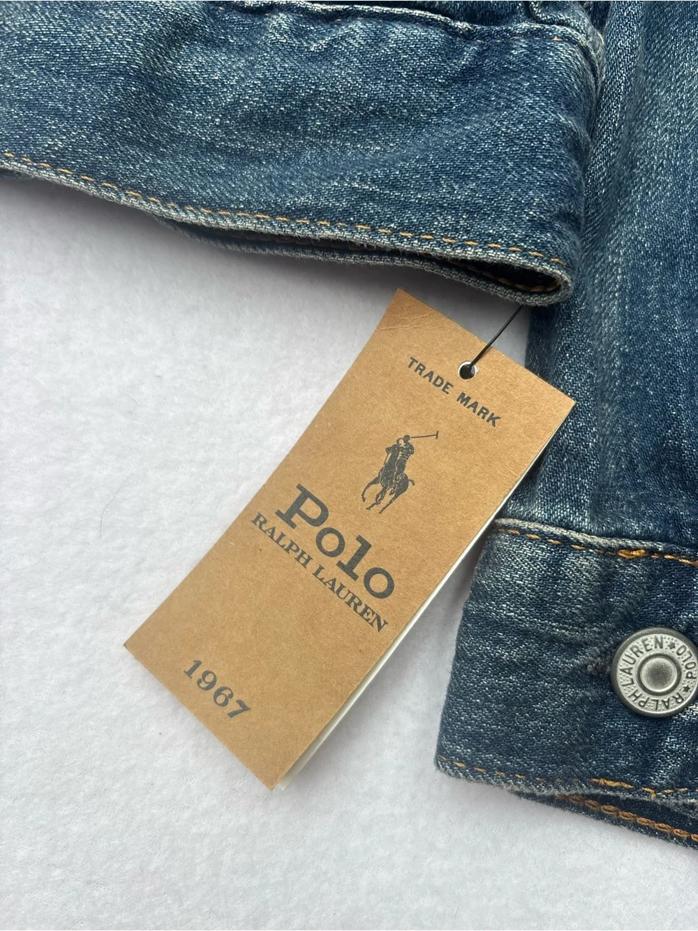 Ralph Lauren Dark Blue Denim Jacket with Flag Patch